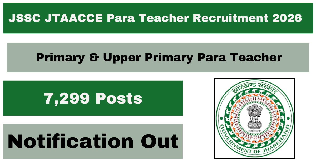 JSSC JTAACCE Para Teacher Recruitment 2026