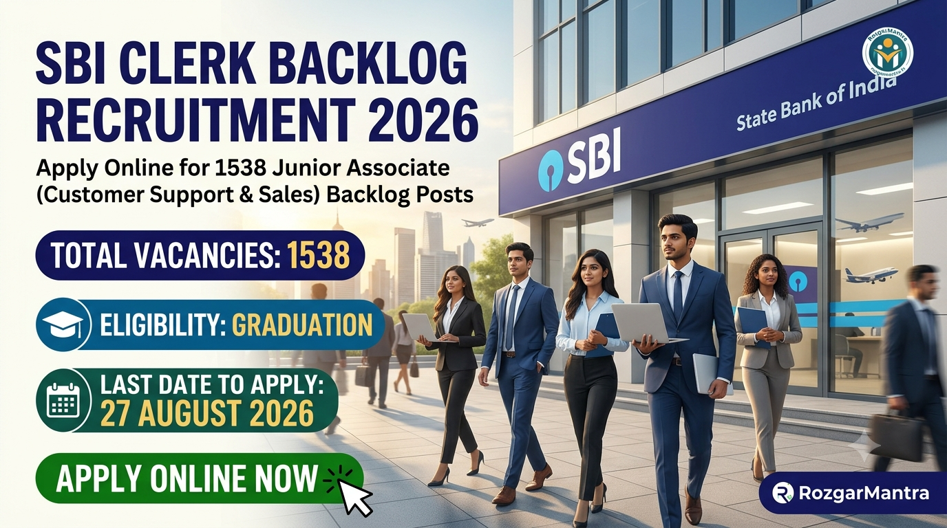 SBI Clerk Backlog Recruitment 2026: Apply Online for 1538 Posts, Eligibility & Age Limit